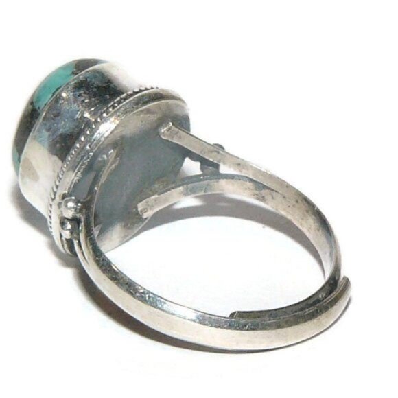 Genuine Turquoise Sterling Silver Ring Adjustable - Picture 4 of 6